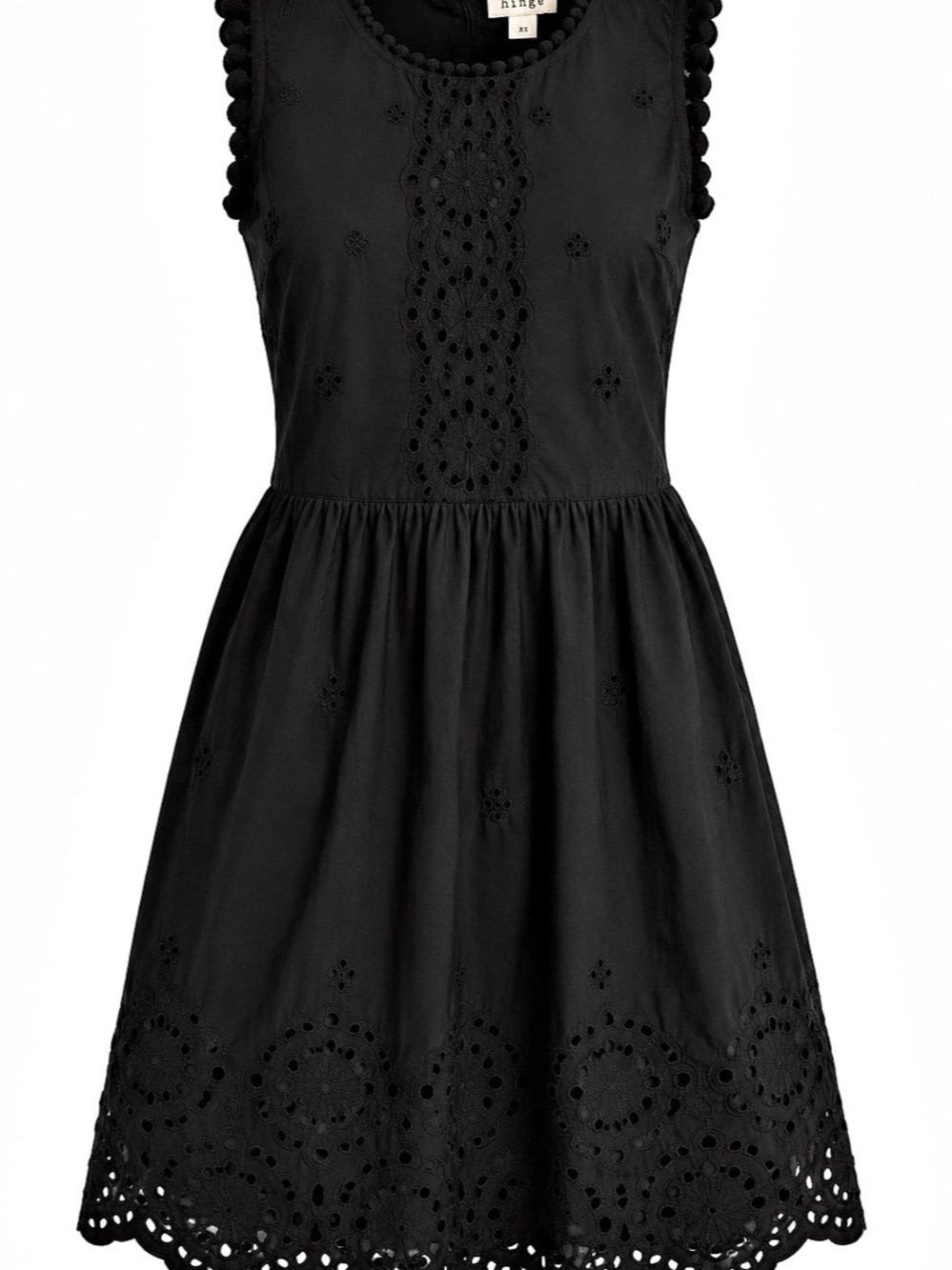 Hinge Eyelet Mini Dress in Black Size XS